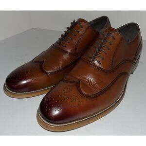 Stacy‎ Adams Garrison 25454-221 Dress Shoes Mens 12 Cognac Wingtip Oxford NEW